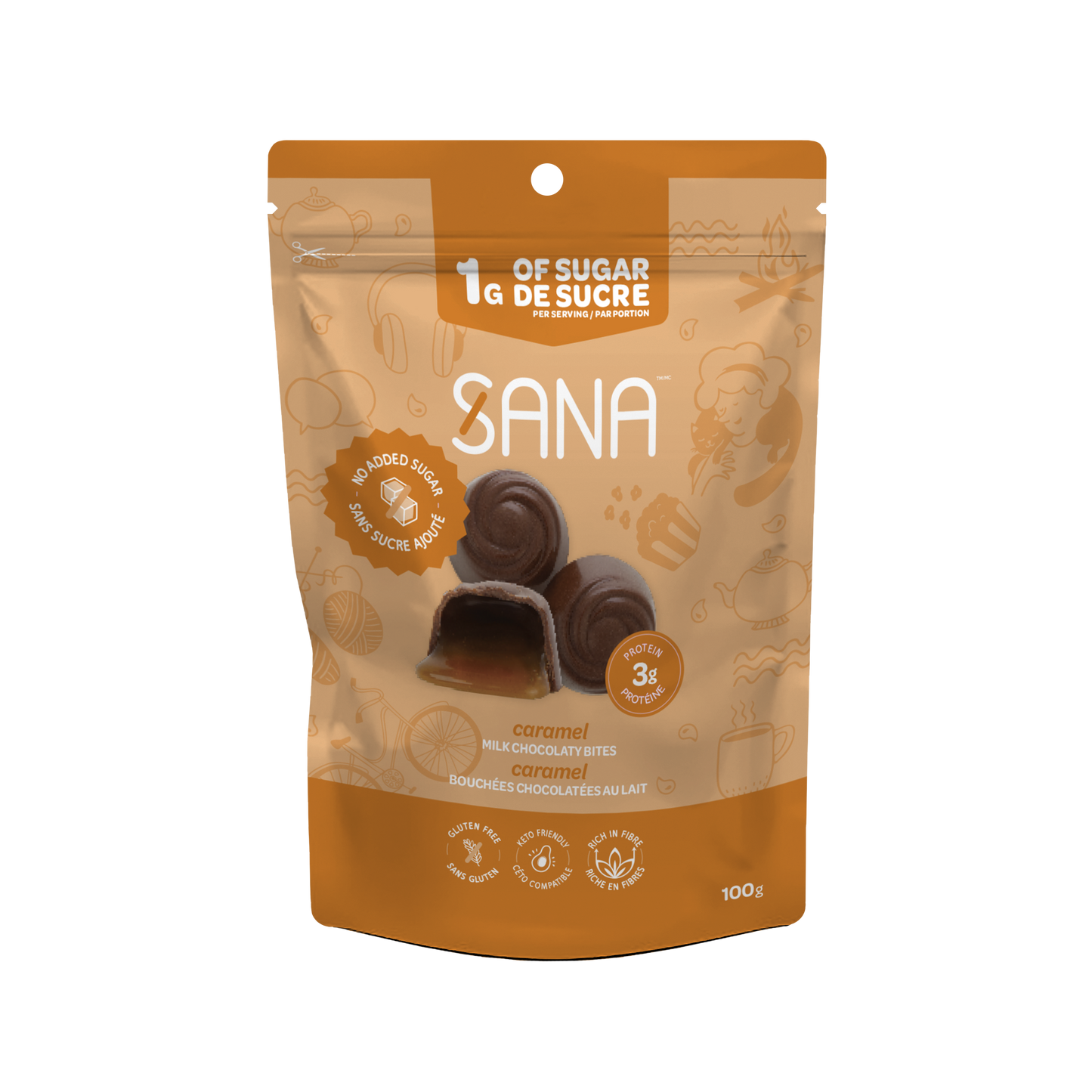 
                  
                    No added sugar creamy caramel milk chocolaty bites - Sana
                  
                